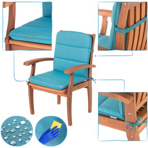 Cuscino Per Sedia Sc, Cuscino Imbottito Per Mobili Da Giardino, Cuscino Per Sedia Con Schienale Alto, Morbido Cuscino Per Sedia Da Giardino, Cuscino Reversibile, Resistente Cuscino Per Seduta - 102 Cm X 50 Cm - Beige - Foto 2