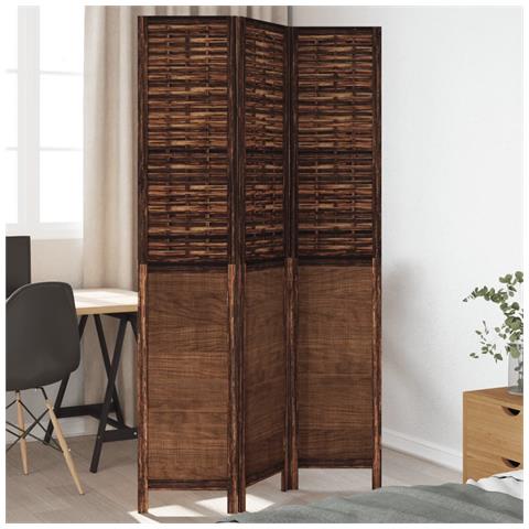 Divisorio Ambienti 3 Pannelli Marrone Scuro Massello Paulownia - Foto 1