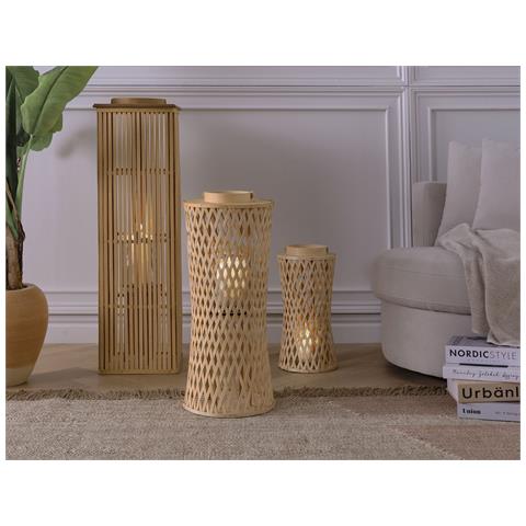 Lanterna Legno Di Bambù Naturale 58 Cm Mactan - Foto 1