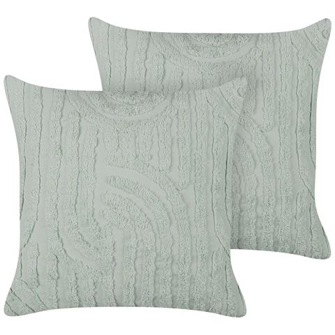 Set Di 2 Cuscini Tellima Cotone 45 X 45 Cm Verde Menta Trama Geometrica - Foto 2