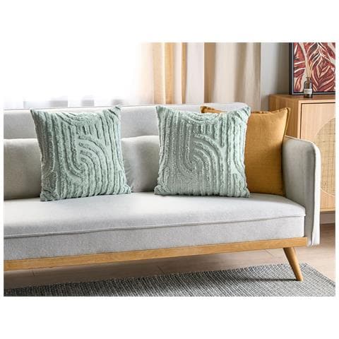 Set Di 2 Cuscini Tellima Cotone 45 X 45 Cm Verde Menta Trama Geometrica - Foto 1