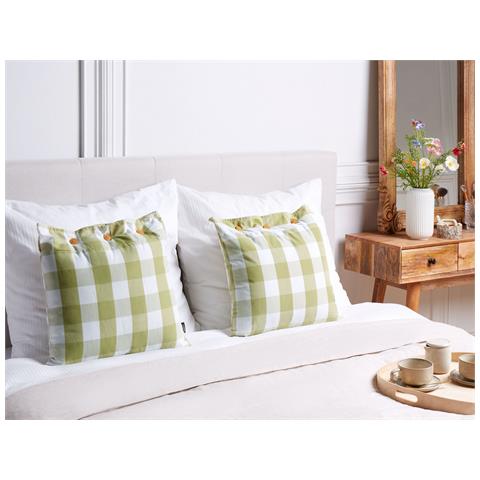 Set Di 2 Cuscini Tamnine 45 X 45 Cm Verde Chiaro Trama A Scacchi - Foto 1