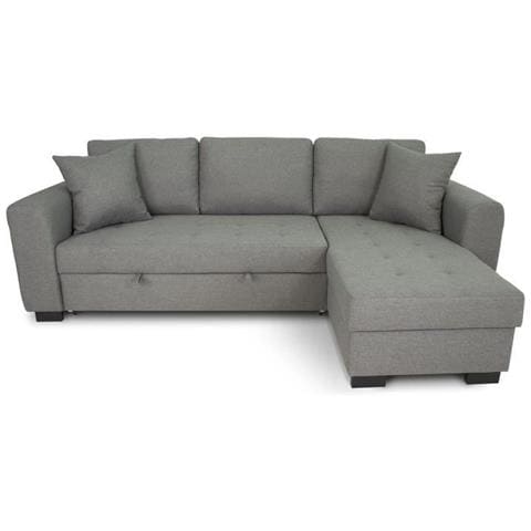 Divano Angolare Trasformabile Reversibile A 4 Posti - Tessuto Grigio Chiaro - 244 X 151 X 90 - Hamilton - Prodotto In Ucraina - Foto 1