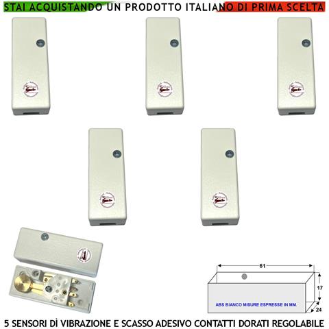 Sensori Scasso Rilevano Le Vibrazioni Continue 5 Pezzi Via Filo Antifurto Per Inferriate Porte Vetrate Regolazione Mar - Foto 1