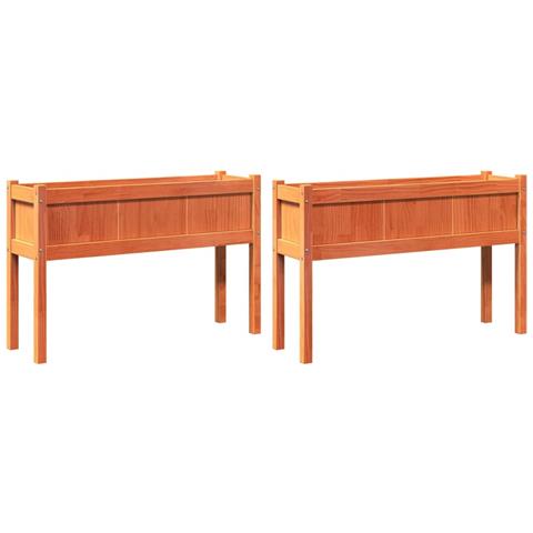 Fioriere Da Giardino 2pz Gambe Marrone Cera Legno Massello Pino - Foto 2