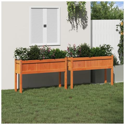 Fioriere Da Giardino 2pz Gambe Marrone Cera Legno Massello Pino - Foto 3