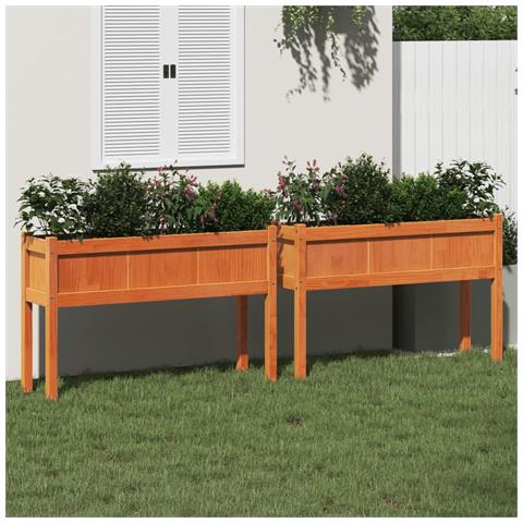 Fioriere Da Giardino 2pz Gambe Marrone Cera Legno Massello Pino - Foto 1