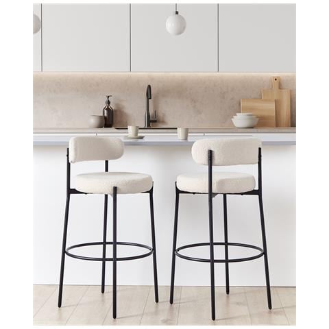 Set Di 2 Sedie Alte Allison Bouclé Bianco - Foto 1