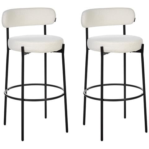 Set Di 2 Sedie Alte Allison Bouclé Bianco - Foto 8