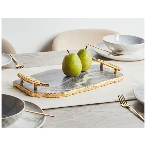 Piatto Decorativo Marmo Grigio Scuro E Oro Zografou - Foto 1