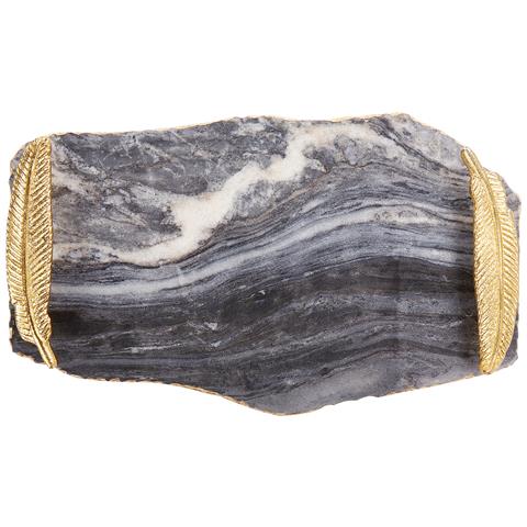 Piatto Decorativo Marmo Grigio Scuro E Oro Zografou - Foto 2