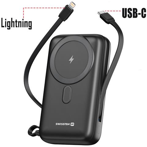 Powerbank Magsafe 20000mah Cavi Usb-c + Lightning Schermo Lcd, Nero - Foto 5