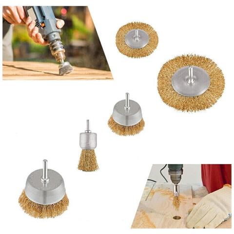 Set 5 Spazzole Filo Acciaio Spazzola A Tazza Per Trapano - Foto 2