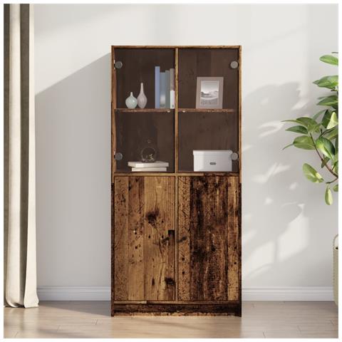 Credenza Con Ante Legno Antico 68x37x142cm In Legno Multistrato - Foto 1