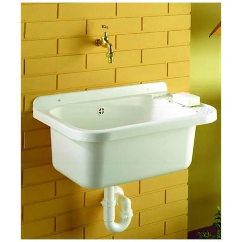 Lavabo Lavandino In Resina A Parete Per Esterno 50x35x25 Cm Con Kit Completo Basin Garofalo - Foto 5