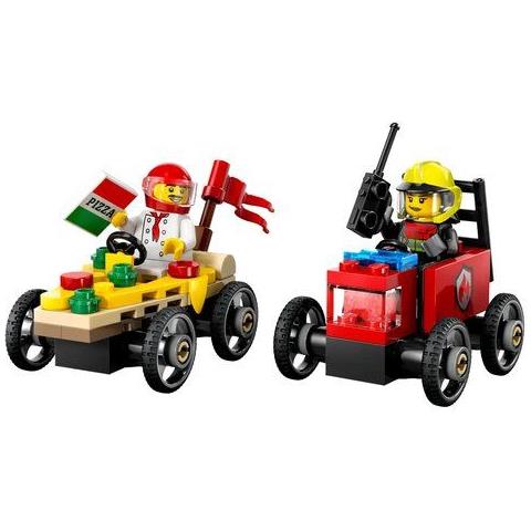 Pack Veicoli Da Corsa: Pizzaiolo Contro Pompiere 60458 City Great - Foto 1