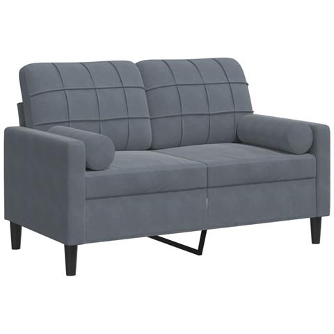 Divano A 2 Posti Con Cuscini Grigio Scuro 120 Cm In Velluto - Foto 2