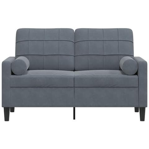 Divano A 2 Posti Con Cuscini Grigio Scuro 120 Cm In Velluto - Foto 3