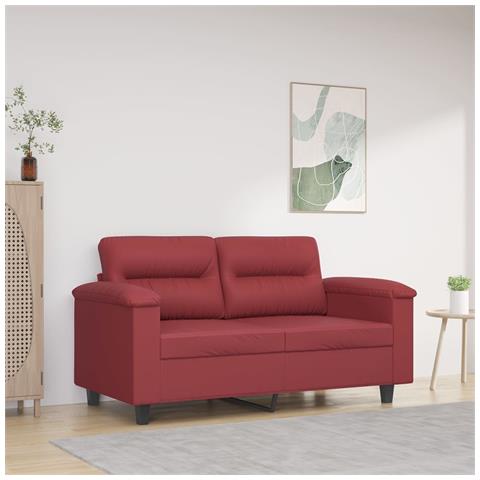 Divano A 2 Posti Rosso Vino 120 Cm In Similpelle - Foto 1