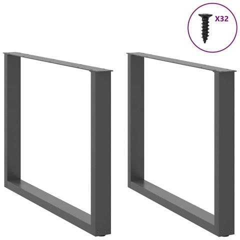 Gambe Tavolo Pranzo A U 2 Pz Antracite 100x(72-73)cm In Acciaio - Foto 3