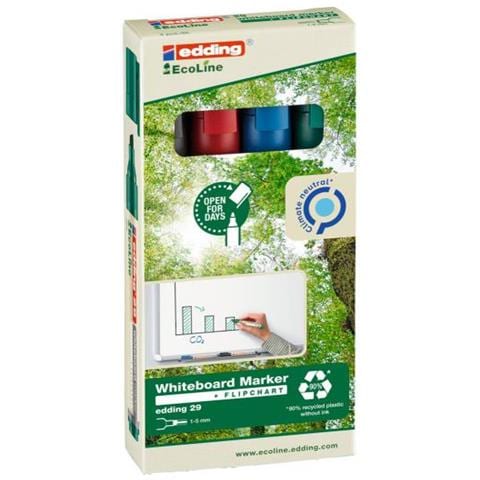 29 Ecoline Evidenziatore 4 Pz Punta Smussata Nero, Blu, Verde, Rosso - Foto 2