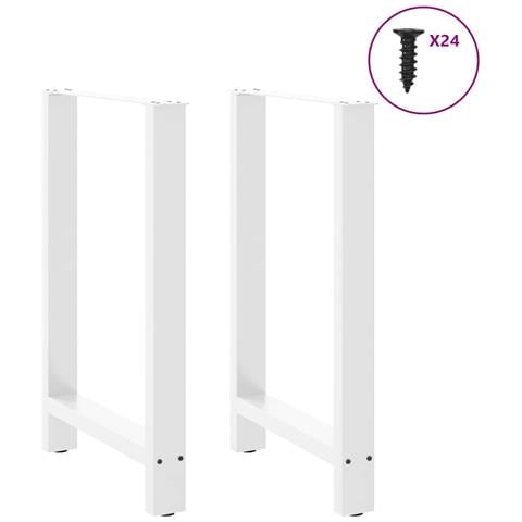 Gambe Per Tavolino Bianco 2 Pz 60x(90-91) Cm Acciaio - Foto 3