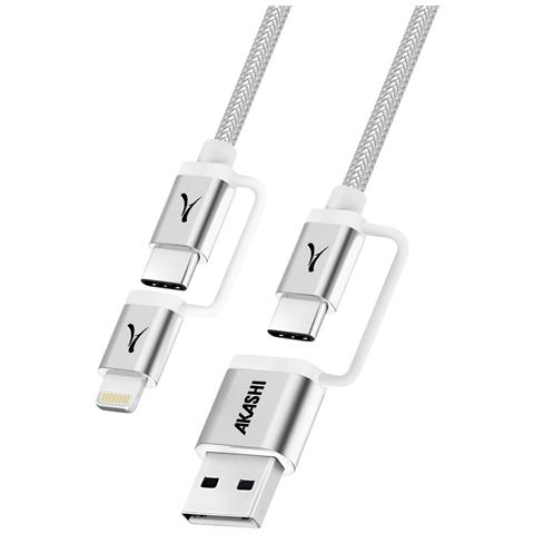 Cavo 4-in-1 Usb-c + Lightning Compatibile Apple Carplay Android Auto, Grigio - Foto 1