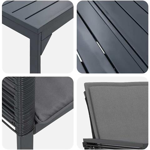 Set da Pranzo da Giardino  9 Pezzi con Cuscini Rattan PE Nero, Tavolo da Giardino Estensibile  Antracite (140-210)x90x73 cm Acciaio - Foto 9