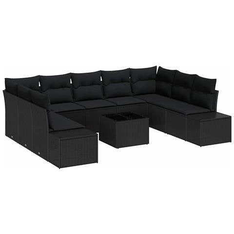 Set Divano da Giardino 10 Pezzi con Cuscini Beige Polyrattan - Foto 1