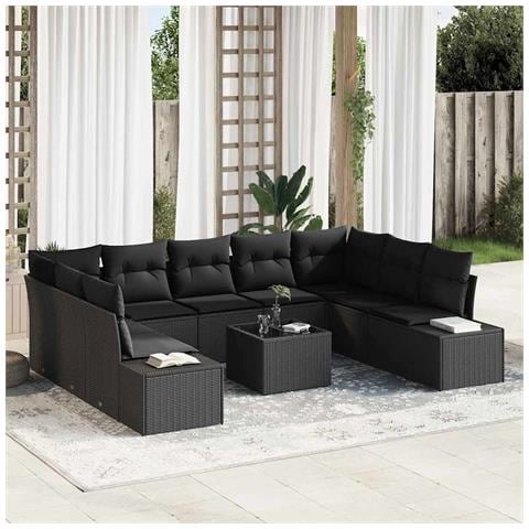 Set Divano da Giardino 10 Pezzi con Cuscini Beige Polyrattan - Foto 2