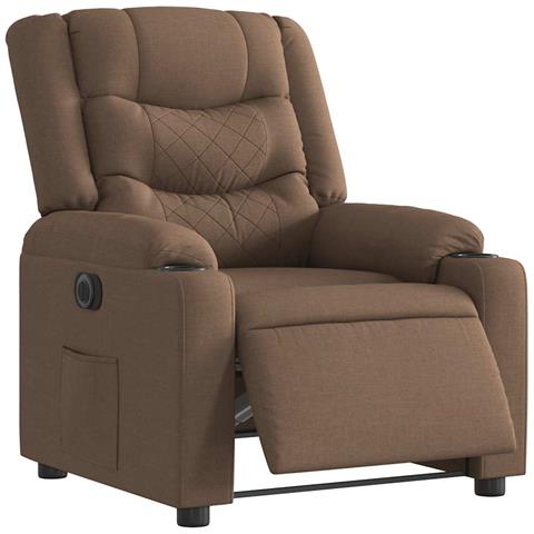 Poltrona Elettrica Reclinabile Marrone in Tessuto - Foto 1