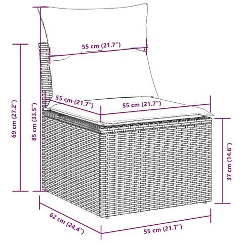 Set Divani da Giardino 7pz con Cuscini Grigio Chiaro Polyrattan - Foto 9