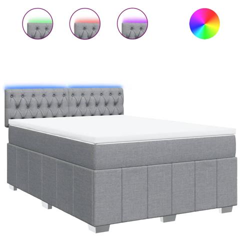 Giroletto a Molle con Materasso Grigio Chiaro 140x200cm Tessuto - Foto 1