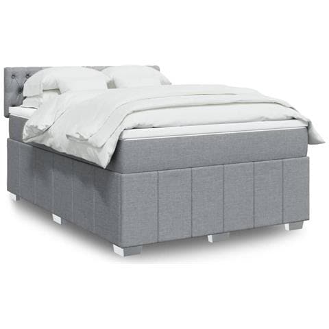 Giroletto a Molle con Materasso Grigio Chiaro 140x200cm Tessuto - Foto 2