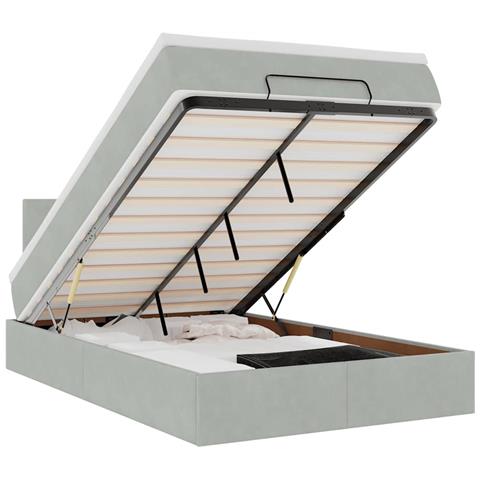 Struttura Letto Pouf con Materasso 120x200 cm Velluto - Foto 1