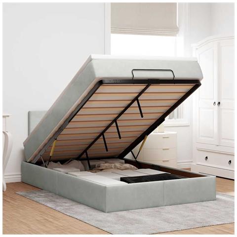 Struttura Letto Pouf con Materasso 120x200 cm Velluto - Foto 2