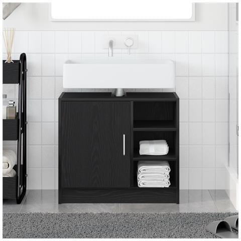 Mobile Lavabo Quercia Nera 63x29x55 cm Legno Ingegnerizzato - Foto 2