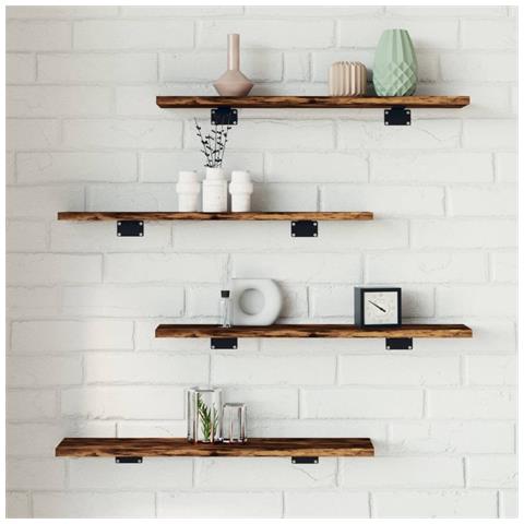 Mensole Parete 4pz Rovere Fumo 60x10x1,5 cm Legno Multistrato - Foto 2