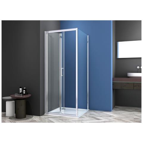 Box Doccia 2 Lati 90x70 Cm Fisso + Soffietto H195 Cm Isa Cromato - Foto 1