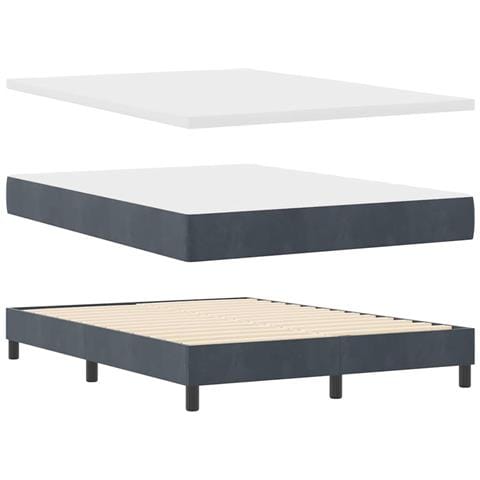 Letto Box Spring con Materasso Nero 100x200 cm in Velluto - Foto 1
