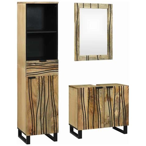 Set di mobili per il bagno 3 pcs Marrone 38 x 33 x 160 cm - Foto 1