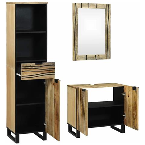 Set di mobili per il bagno 3 pcs Marrone 38 x 33 x 160 cm - Foto 2