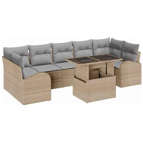 Set Divano da Giardino 8 pcs Beige 100 x 55 x 73 cm Poly Rattan - Foto 1
