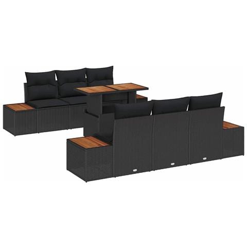 Set Divano da Giardino con archiviazione 7 pcs Nero Poly Rattan - Foto 1