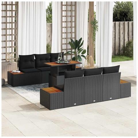 Set Divano da Giardino con archiviazione 7 pcs Nero Poly Rattan - Foto 2