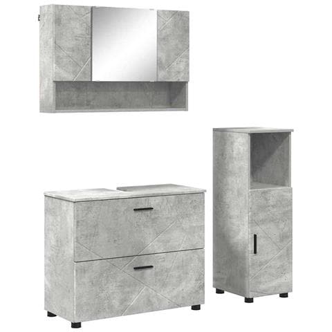 Set di mobili per il bagno con cassetto 3 pcs Grigio cemento - Foto 1
