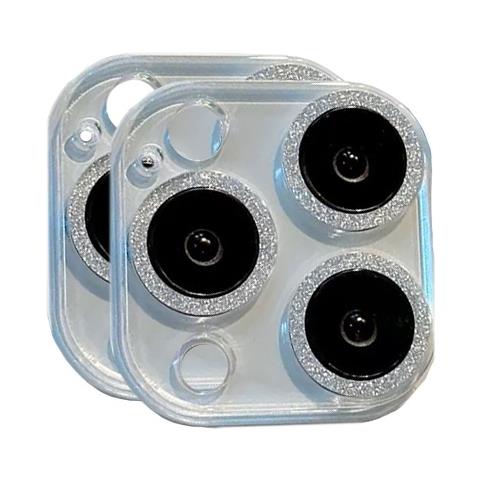 Protezione Obiettivo Fotocamera Integrata Con Glitter Argento (confezione Da 2) Compatibile Con Iphone 14 Pro Max - Foto 1