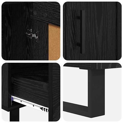 Credenza Rovere Nero 69,5 x 31 x 115 cm Legno multistrato - Foto 9