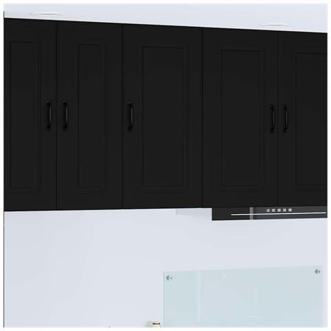 Pensile cucina con porta Nero 40 x 31 x 80 cm Legno multistrato - Foto 2