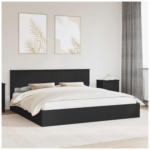 Letto con Contenitore Nero 200 x 200 cm Legno multistrato - Foto 2